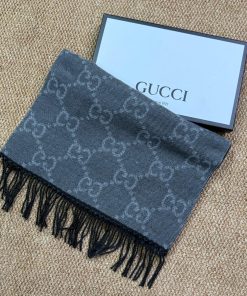 Premium Wool–Silk Blend Luxury All-Season Lightweight Fade Charcoal/Grey Scarf