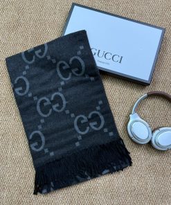 Premium Wool–Silk Blend Luxury All-Season Lightweight Dark Charcoal Grey Scarf