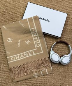 Premium Wool–Silk Blend Luxury All-Season Lightweight Chanel Beige Scarf