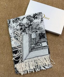 Premium Wool–Silk Blend Luxury All-Season Lightweight Dior Black Scarf
