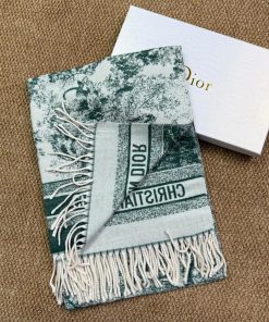 Premium Wool–Silk Blend Luxury All-Season Lightweight Dior Green Scarf