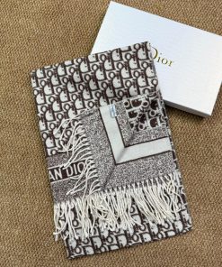 Premium Wool–Silk Blend Luxury All-Season Lightweight Dior Coffee Scarf