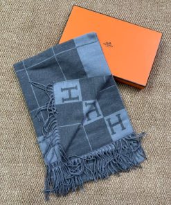 Premium Wool–Silk Blend Luxury All-Season Lightweight Dark Grey/Charcoal Scarf