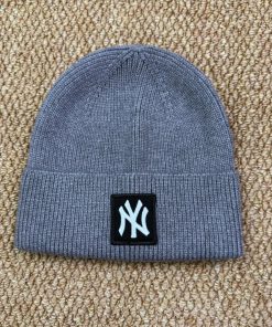 NY Embroidered Unisex Winter Knit Beanie Hat 'Grey'