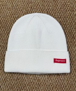 Supreme Unisex Winter Knit Premium Beanie Hat 'White'