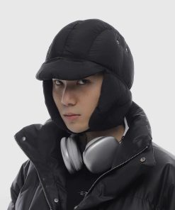 Insulated Padded Trapper Hat Ear Flaps & Visor 'Black'