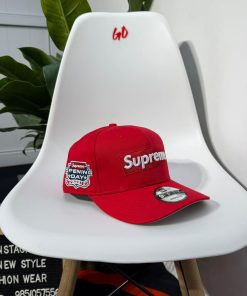 New Era Black Supreme No Comp Box Logo Red Cap