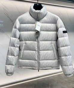 Dior Oblique Down Jacket Silver Technical Jacquard