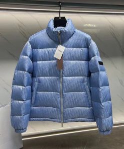 Dior Oblique Down Jacket Métal Bleu Technical Jacquard