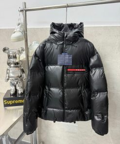 Prada Light Re-Nylon Hooded Puffer Jacket 'Black'