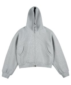 The Relaxed Fit Cropped Bomber-Inspired Zip Jacket 'Grey'