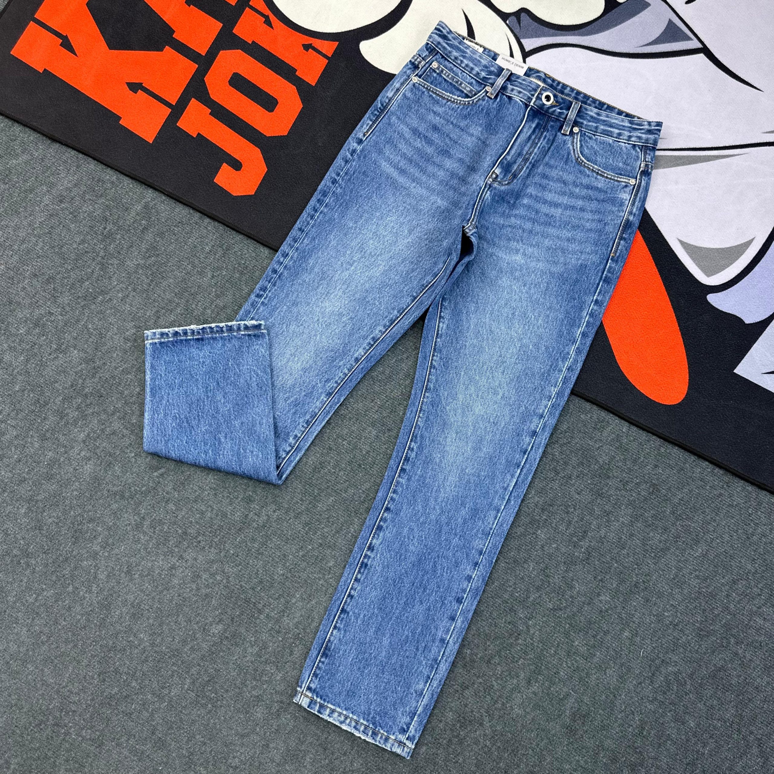 Straight-fit Sky Wash Blue Denim Jeans-Pant
