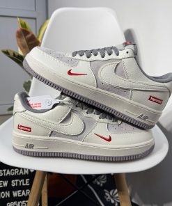 Nike Airforce 1 Low Supreme 'Light Grey/White/Red'