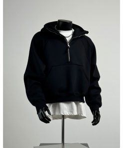 Scuba Oversized Premium Half-Zip Hoodie 'Black'