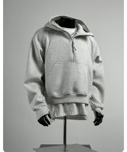 Scuba Oversized Premium Half-Zip Hoodie 'Light Grey'