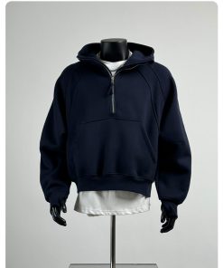 Scuba Oversized Premium Half-Zip Hoodie 'Navy Blue'