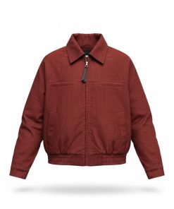 Pinstripe Cotton Blouson Jacket 'Burgundy'