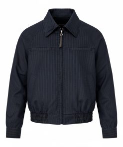 Pinstripe Cotton Blouson Jacket 'Midnight Navy'