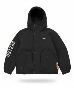 Premium White Duck Down Insulated Tactical Hooded Down Jacket 'Black'