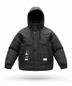 Insulated Tactical Hooded Cargo Down Jacket 'Black'