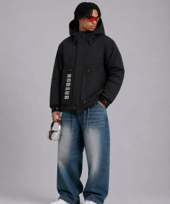 Men's Technical Hooded Hardshell Tactical Down Jacket 'Black'