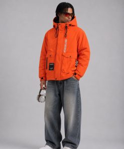 Men’s Urban Streetwear Heavyweight Tactical Down Jacket 'Orange'