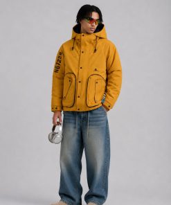 Premium White Duck Down Insulated Tactical Hooded Down Jacket 'Orange'