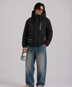 Men’s Urban Streetwear Heavyweight Tactical Down Jacket 'Black'