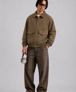 Felted Wool Pocket Bomber Jacket 'Light Brown'