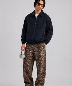 Pinstripe Cotton Blouson Jacket 'Midnight Navy'