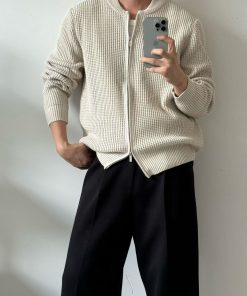 Men's Full-Zip Cardigan Sweater 'Light Cream'