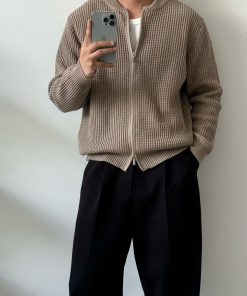 Men's Full-Zip Cardigan Sweater 'Light Brown'