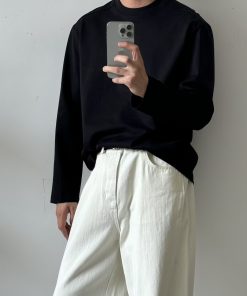 Black Long-Sleeve Plain Premium T-Shirt