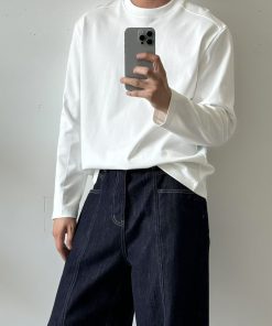 White Long-Sleeve Plain Premium T-Shirt