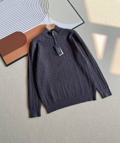 Premium Essentials Solid Quarter-Zip Cable-Knit Sweater 'Dark Grey'