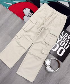 Utility Mid-Rise Wide-Leg Light Cream Pant