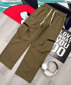 Urban Streetwear Wide-Leg Cargo Pant 'Olive Green'