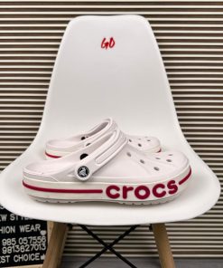 Logo Band Comfort Clogs Lightweight Slip On Casual Sandals 'White/Red'