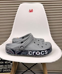 Seasonal Print Logo Band Comfort Clogs Lightweight Slip On Sandals 'Grey'