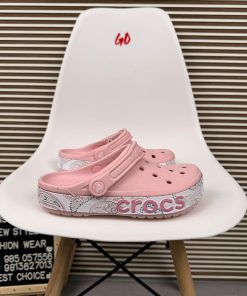 Seasonal Print Logo Band Comfort Clogs Lightweight Slip On Sandals 'Pink'