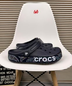 Seasonal Print Logo Band Comfort Clogs Lightweight Slip On Sandals 'Black'