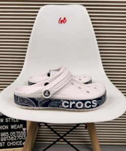 Seasonal Print Logo Band Comfort Clogs Lightweight Slip On Sandals 'White'