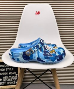 Forest Camo Comfort Clogs Lightweight Slip On Casual Outdoor Sandals 'Blue'