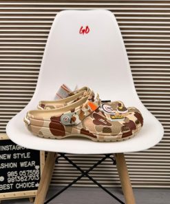 Forest Camo Comfort Clogs Lightweight Slip On Casual Outdoor Sandals 'Beige'