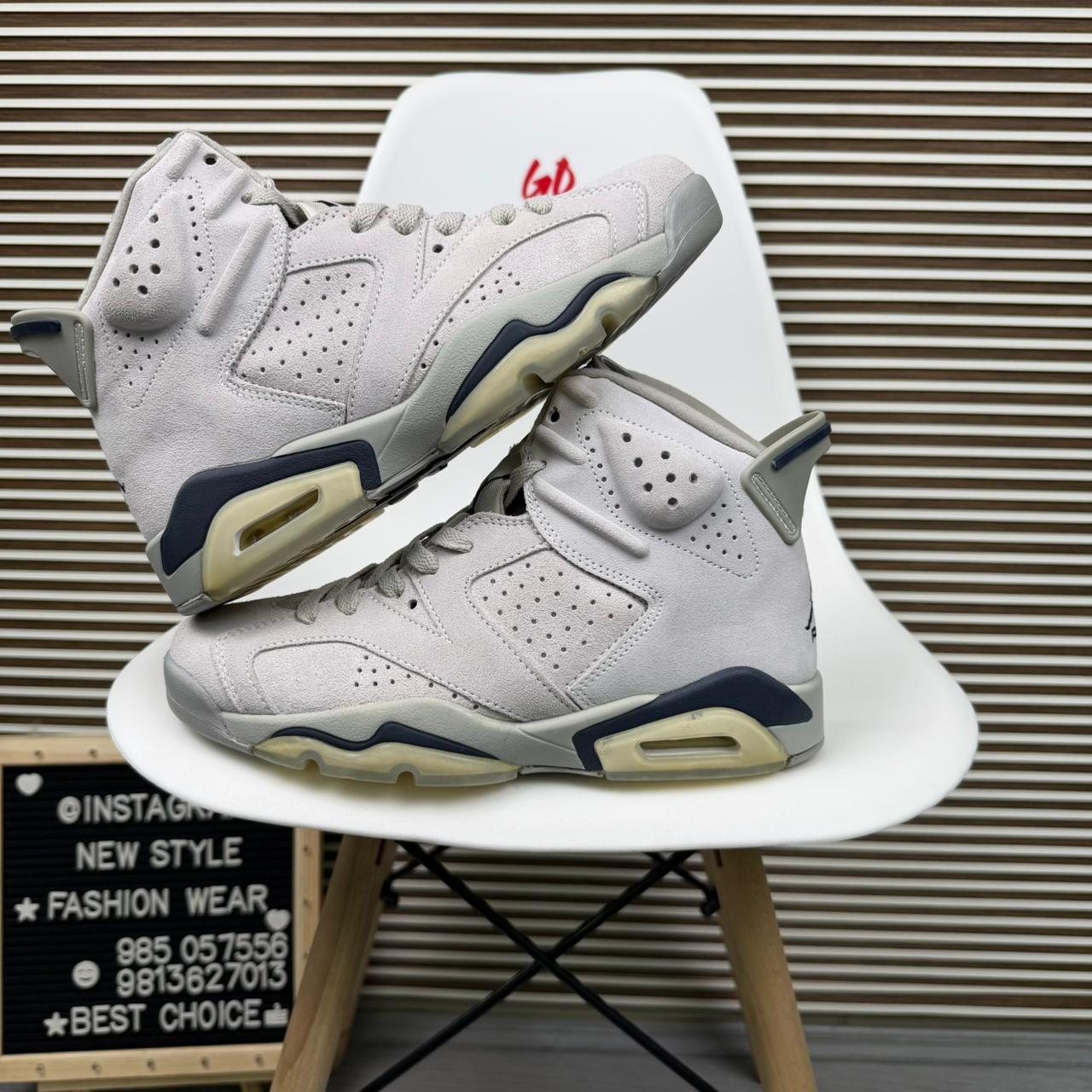 Retro Jordan High Top Basketball Sneakers Grey Blue Streetwear Casual Shoes - Image 7