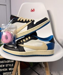Blue White Black Low Top Sneakers Premium Leather Streetwear Casual Shoes