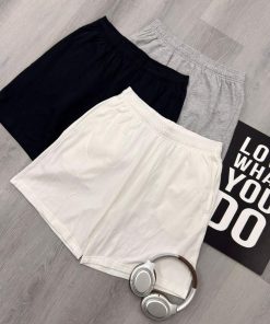 Cotton Pull On Shorts Elastic Waist Casual Summer Streetwear Bottoms