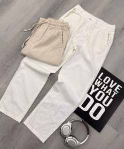 Loose Fit Linen Drawstring Pants Relaxed Casual Summer Trousers