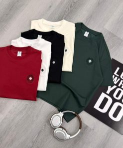Premium Embroidered Cotton T Shirt Short Sleeve Crew Neck Streetwear Tee