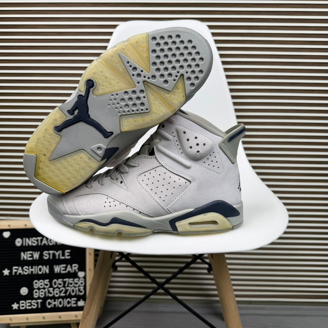 Retro Jordan High Top Basketball Sneakers Grey Blue Streetwear Casual Shoes - Image 8